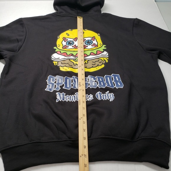 Members Only Spongebob Squarepants Hoodie Sweatshirt Mens Medium Black Oversized - Picture 6 of 16